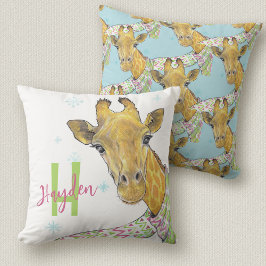 Coussin Girafe avec foulard de Noël Cute drôle L'art anima