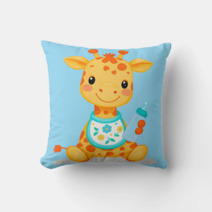 Coussin Girafe Bébé de Dessin Animé Mignon Tenant un Biber
