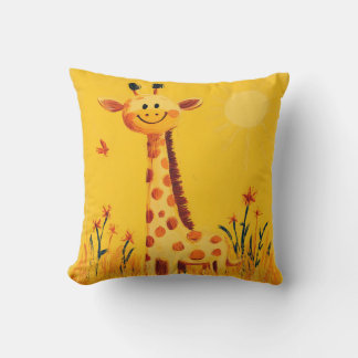 Coussin Girafe jaune Safari Ensoleillé Chambre des Enfants