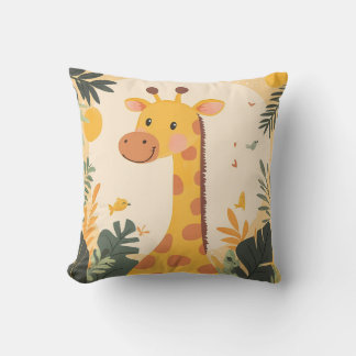Coussin Girafe Mignonne Jungle Exotique Safari Animal Cham