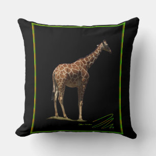 Coussin Girafe sur fond noir