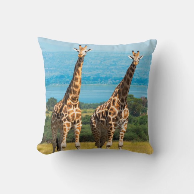 Coussin Girafes dans la savane, Ouganda (Recto)
