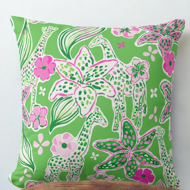 Coussin Girafes Préadolescentes Rose Lily Vert (Créateur téléchargé)