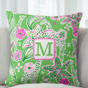 Coussin Girafes Prépa Lily Rose Vert Monogramme