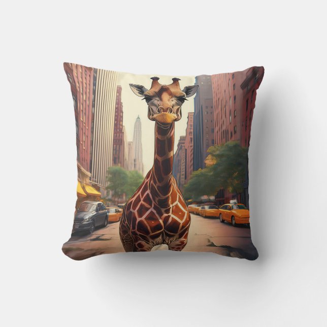 Coussin Giraffe à New York (Recto)