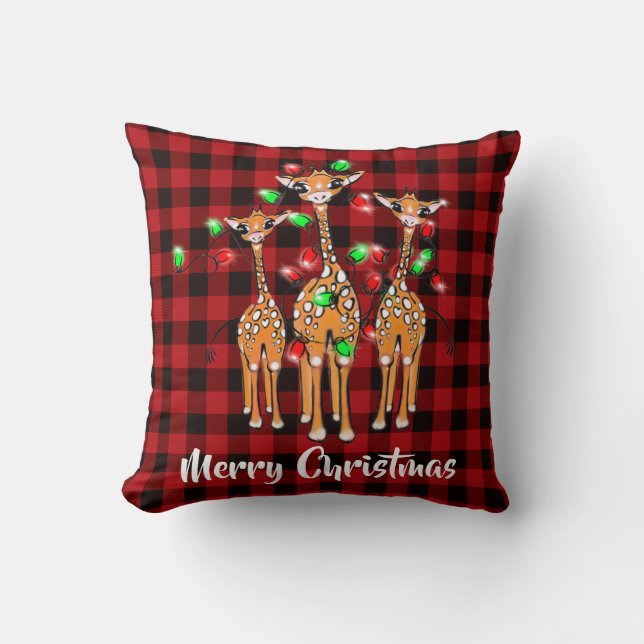 Coussin Giraffe de vacances, lumières scintillantes, plaid (Recto)