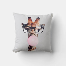COUSSIN GIRAFFE PORTANT DES LUNETTES SOUFFRANT UNE BULLE R