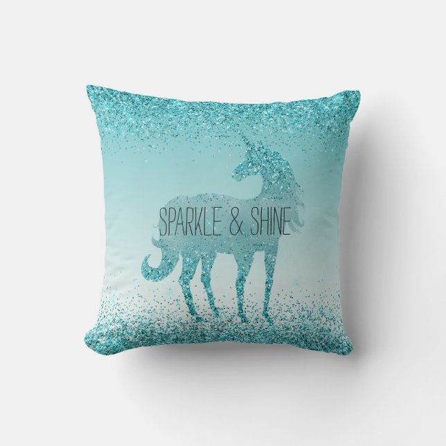 Coussin Girl Glitz Aqua Parties scintillant Turquoise Unic (Recto)