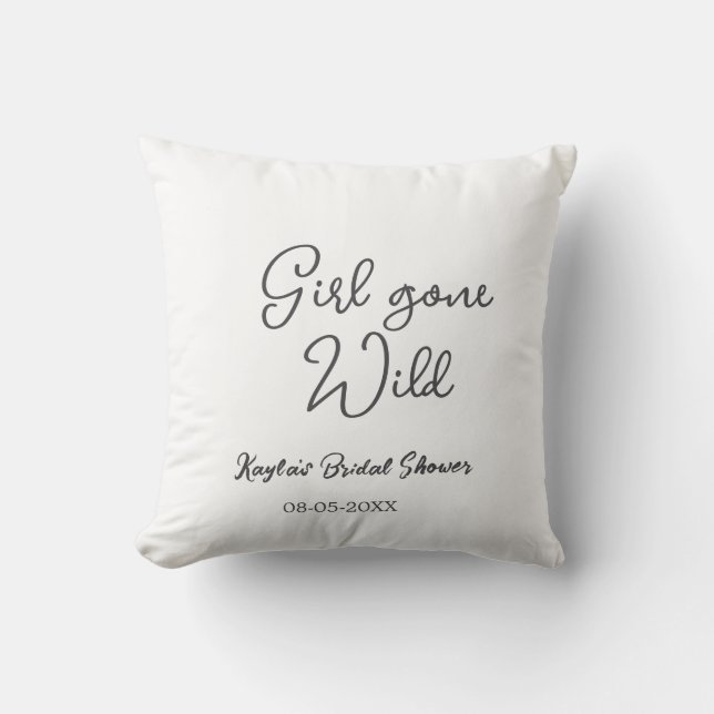Coussin Girl gone wild bridal shower name date simple mini (Recto)