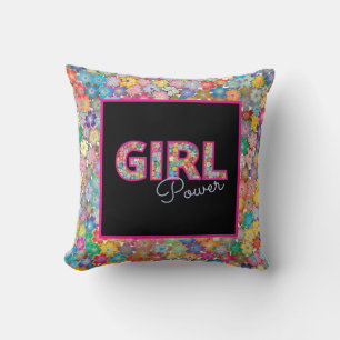 Coussin Girl Power Fille rose belles femmes Fleurs sauva