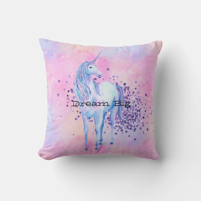 Coussin Girl Purple Éparkle Unicorn (Recto)