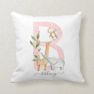 Coussin Girl Safari Nursery Monogramme