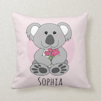 Girls Cute Koala Ours Dessin et fleurs Nom Enfants
