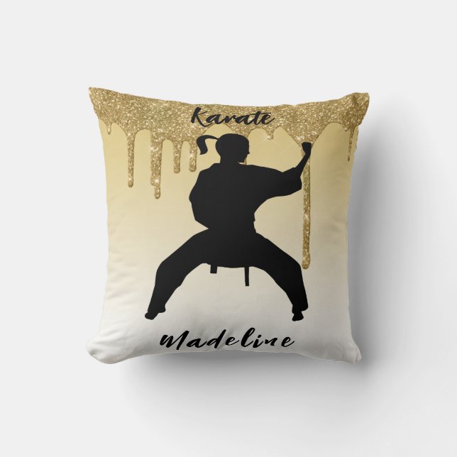 Coussin Girls Karate Stance Gold Parties scintillant Drip  (Recto)