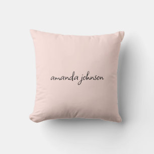 Coussin Girls Typography Light Pink Monogramme Nom complet