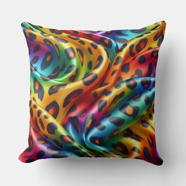 Coussin Girly Accents | Rainbow Leopard Print (Recto)