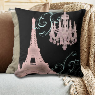 Coussin girly chic retro mode paris eiffel tower