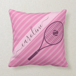 Coussin Girly Girly Pink Striped Tennis Racket & Ball Cute