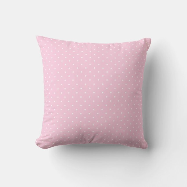 Coussin Girly small white polka dots on pale pink Pillow (Recto)