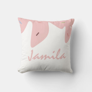 Coussin Glace d'été gouttes de paillettes rose nom 