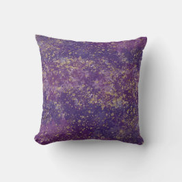 Coussin Glam à éclaboussure violet et or moderne