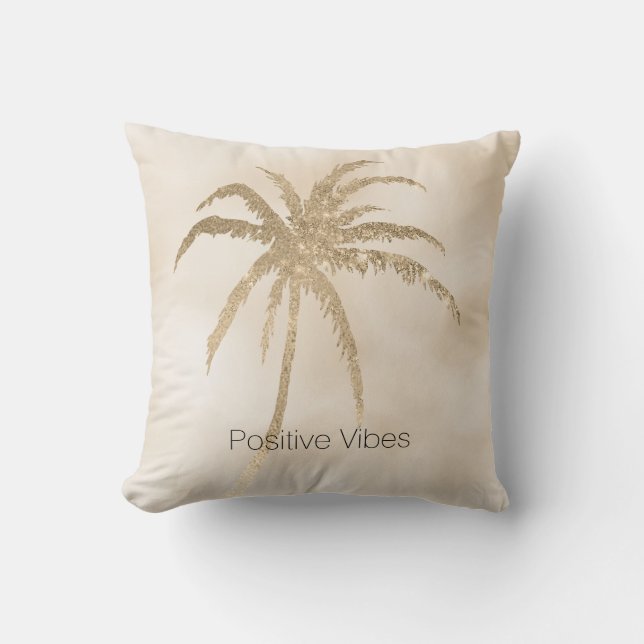 Coussin Glam Gold Tropical Palm Tree Ombre (Recto)
