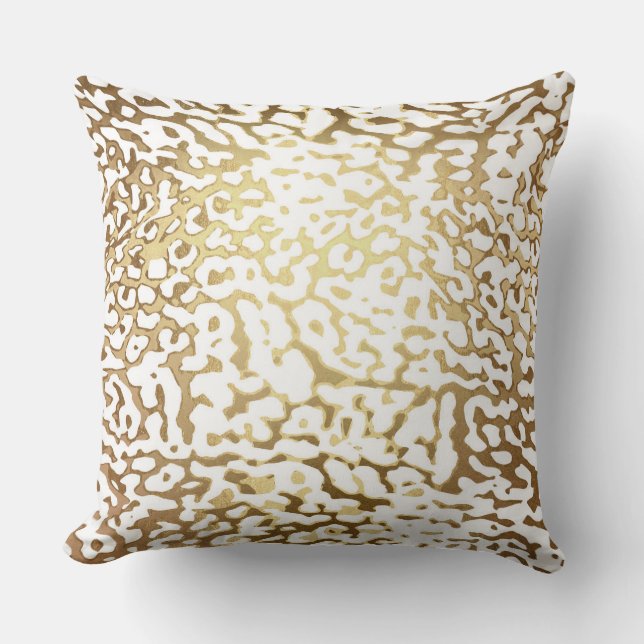 Coussin Glam Golden White Leopard Tiger Safari peau (Recto)