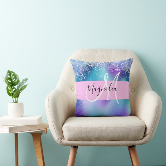Coussin Glam Holographique Sirène Parties scintillant étin (Chaise)