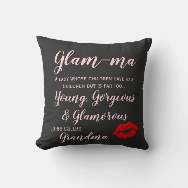 Coussin Glam-ma grand-mère cadeau de Noël (Recto)