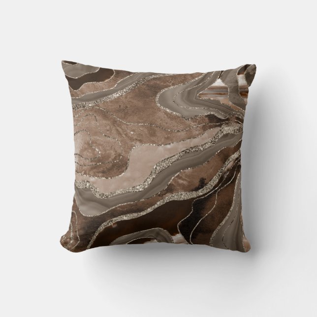 Coussin Glam Parties scintillant dorée Brown en marbre Aga (Recto)