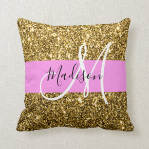 Coussin Glam Pink and Gold Parties scintillant Sparkings N