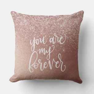 Coussin Glam Rose Gold Paillettes « Tu es mon pour toujour