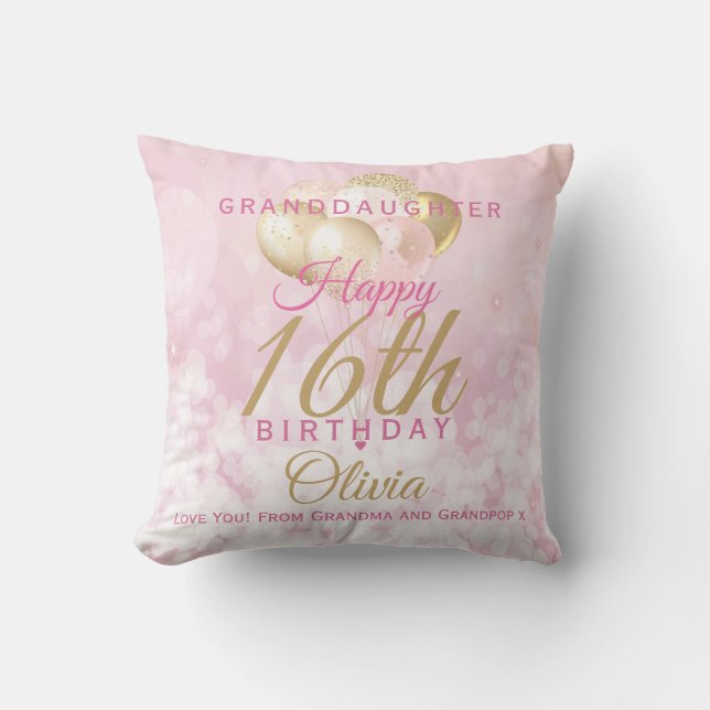 Coussin Glamour Grandgirl 16e Anniversaire Ballons (Recto)