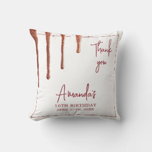 Coussin Glamour Rose Parties scintillant or Drip Sweet 16