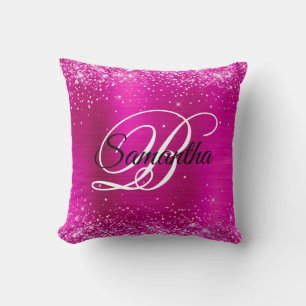 Coussin Gliterie rose chaud huile Fhuile Fancy Monogramme