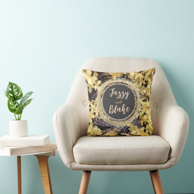 Coussin Glitterie de germe jaune Floral personnalisée (Chaise)