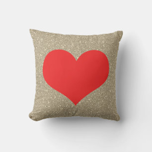 Coussin Glittery Gold Red Heart mignon cadeau Saint Valent