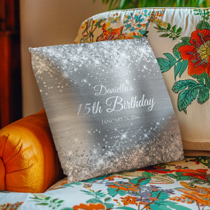 Coussin Glittery Silver Foil 15e anniversaire