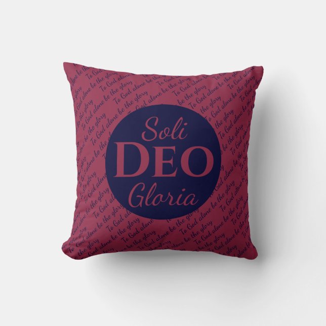 Coussin Gloire à Dieu SOLI DEO GLORIA Bourgogne Marine (Recto)