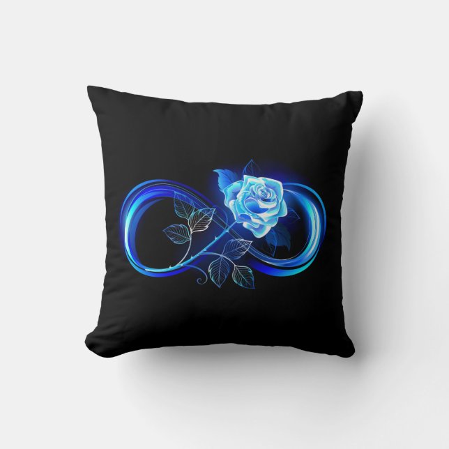 Coussin Glowing infinity with blue rose (Recto)