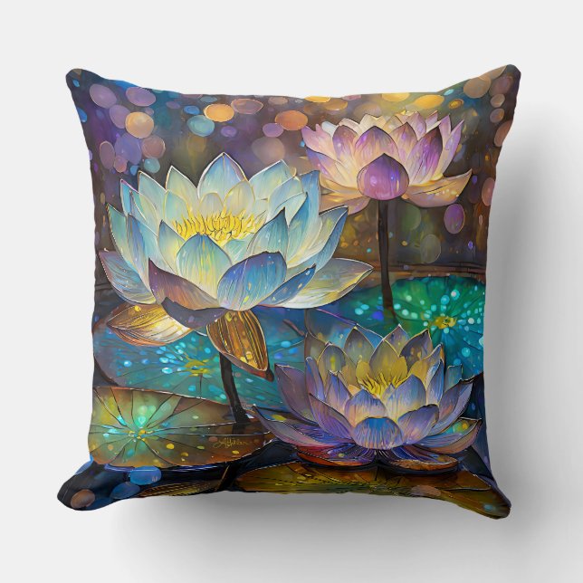 Coussin Glowing Lotus Flowers Trio (Recto)