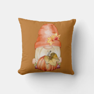 Coussin Gnome d'automne avec Citrouille