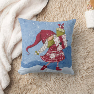 Coussin Gnome de Noël avec des cadeaux Jeu d'oreiller