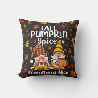 Coussin Gnome joyeux de la citrouille épicée d'automne