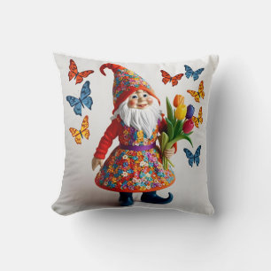 Coussin Gnome joyeux en fleurs : Fête des mères