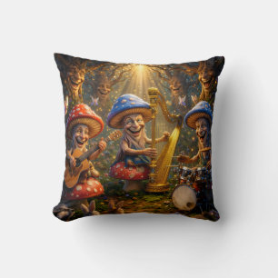 Coussin Gnomes champignons enchantés jouent de la musique