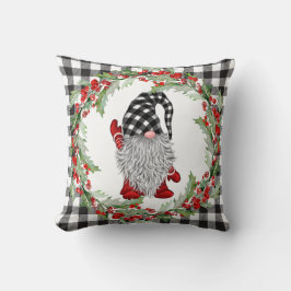 Coussin Gnomes rétro Noël Holly Berry Wreath Holiday