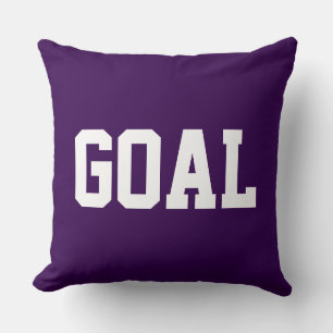 Coussin GOAL Sporty Athlétique Texte Blanc Sur Violet Fonc