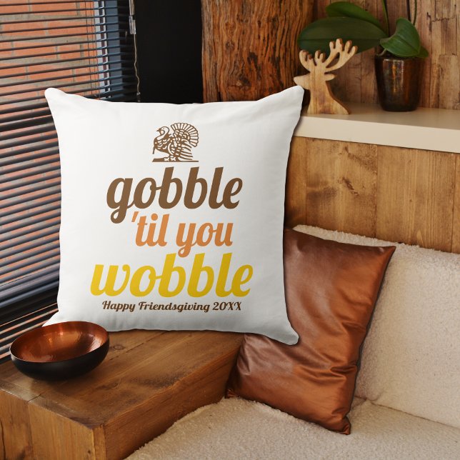 Coussin Gobble 'jusqu'à ce que vous marchez drôle automne  (Créateur téléchargé)