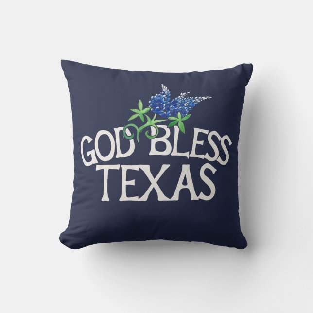 Coussin God Bless Texas Bluebonnet Art "Texas Bluebonnets" (Recto)